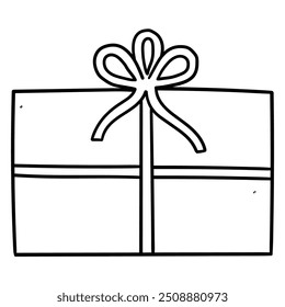Hand drawn doodle gift box isolated on white background. Vector illustration.