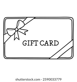 Hand drawn doodle gift card isolated on white background. Vector illustration.