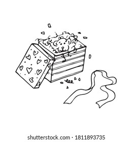 Juego de regalos con doodle dibujado a mano. Ilustración del vector