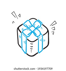 hand drawn doodle gifts box icon. Holiday decoration presents. Festive gift surprise. isolated