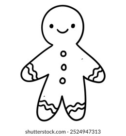 Hand drawn doodle gingerbread man isolated on white background. Vector illustration.