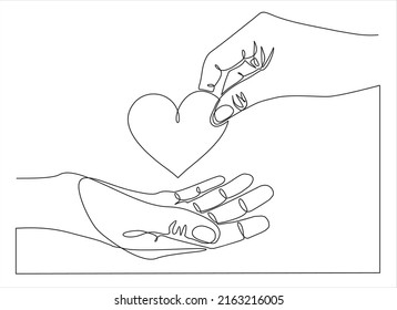 hand drawn doodle hand giving   receiving love illustration in continuous line art style