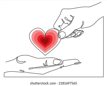 handgezeichnete doodle Hand geben und empfangen Liebesgrafik im Stile kontinuierlicher Kunst