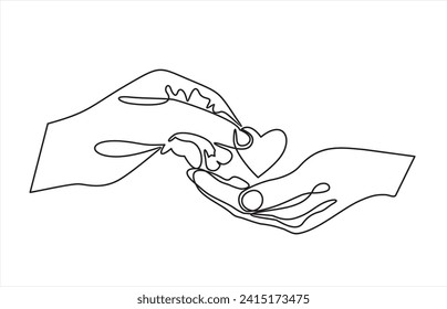 doodle dibujado a mano dar y recibir ilustración de amor en estilo de arte de línea continua