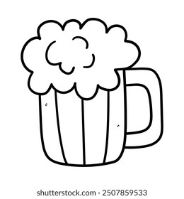 Hand drawn doodle of a glass of beer isolated on a white background. Vector illustration.