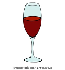 Hand drawn doodle glass. Contour sketch. Vector color illustration isolated on white background. Decoration element for cards, banner, posters, prints, emblems.