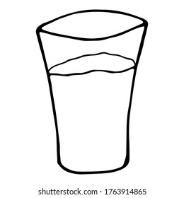 Hand drawn doodle glass shot. Contour sketch. Vector transparent illustration isolated on white background. Decoration element for cards, banner, posters, prints, emblems.