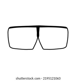 Hand drawn doodle glasses. Vector sketch illustration of black outline eyeglasses, linear icon, sunglasses for print, coloring page, design, logo.
