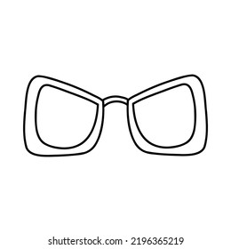 Hand drawn doodle glasses. Vector sketch illustration of black outline eyeglasses, linear icon, sunglasses for print, coloring page, design, logo.