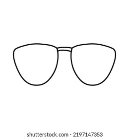 Hand drawn doodle glasses. Vector sketch illustration of black outline eyeglasses, linear icon, sunglasses for print, coloring page, design, logo.