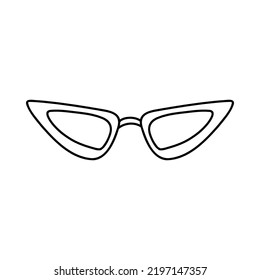 Hand drawn doodle glasses. Vector sketch illustration of black outline eyeglasses, linear icon, sunglasses for print, coloring page, design, logo.