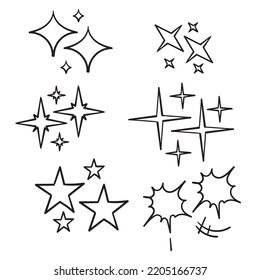 hand drawn doodle glittering sparkling illustration vector