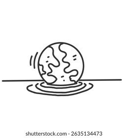 Dibujado a mano Doodle Globo flotando en el agua