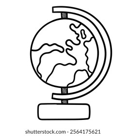 Hand drawn doodle globe planet earth isolated on white background. Vector illustration.