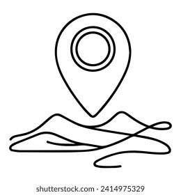 hand drawn doodle GPS map pin icon isolated in continuous line art style