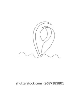 desenho à mão doodle GPS mapa pin ícone isolado em linha contínua arte estilo