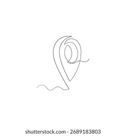 handgezeichnete doodle GPS Karte Pin-Symbol einzeln in kontinuierliche Linie Kunst Stil