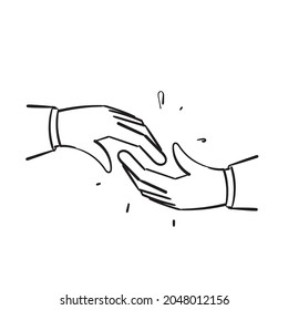 hand drawn doodle hand grab hands illustration vector symbol for helping others illustration