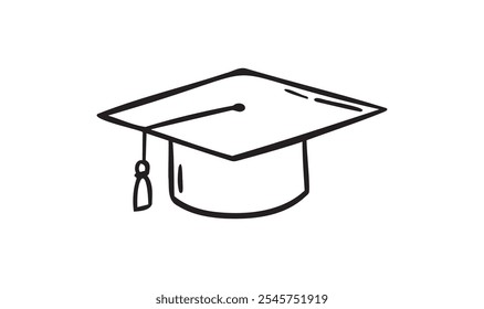Ícone de chapéu de Graduação desenhado à mão. Linha de chapéu de educação para desenho de estudante universitário. Ilustração vetorial