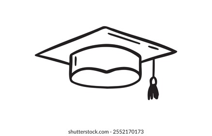 Hand drawn doodle Graduation hat icon. Education hat line for college student drawing. Vector illustration