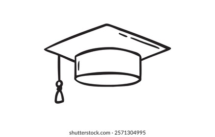 Hand drawn doodle Graduation hat icon. Education hat line for college student drawing. Vector illustration