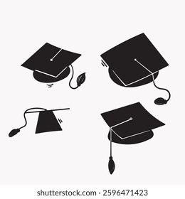 hand drawn doodle graduation hat collection