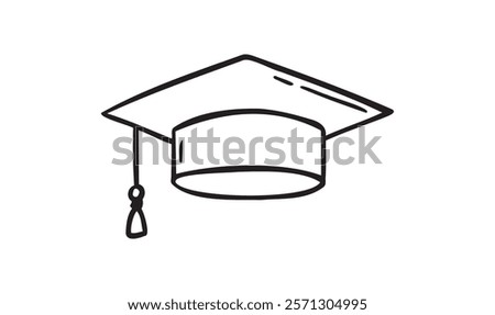 Hand drawn doodle Graduation hat icon. Education hat line for college student drawing. Vector illustration
