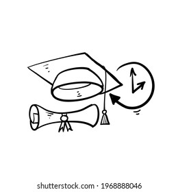 hand drawn doodle graduation time icon symbol illustration isolated on background