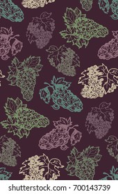 Hand drawn doodle grape pattern