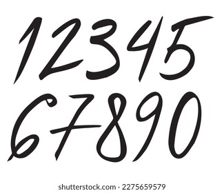Conjunto gráfico de doodles dibujado a mano de números. Juego de dibujo de tinta decorativa vectorial para el diseño