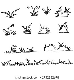 hand drawn doodle grass, illustration vector