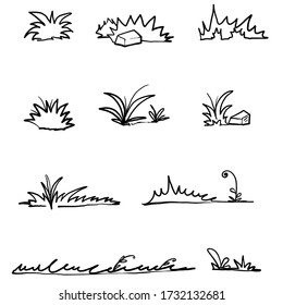 Hand Drawn Doodle Grass, Illustration Vector