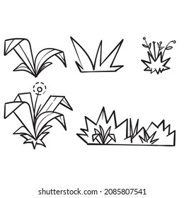 hand drawn doodle grass illustration vector isolated