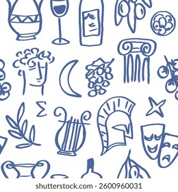 Hand drawn doodle Greek culture background