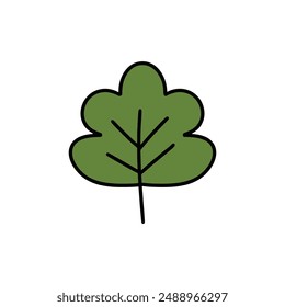 Hand Drawn Doodle Green Leaf Illustration. Colorful Leaves Sticker Clip Art on White Background Vector EPS 10