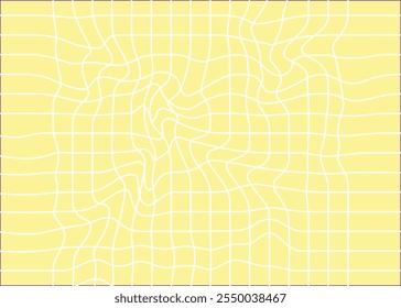 Hand drawn doodle grid pattern. Colored print vector. Distort wavy warp abstract background.