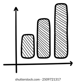Dibujado a mano doodle de un creciente gráfico aislado en un fondo blanco. Ilustración vectorial.