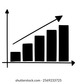 Hand drawn doodle growing graph isolated on white background. Vector illustration.