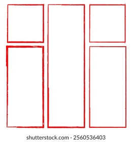 Hand drawn doodle grunge square highlights. Charcoal pen rectangle borders. Ink empty black boxes set. Rectangle borders collections. Rubber square stamp imprint. Vector illustration. eps10.