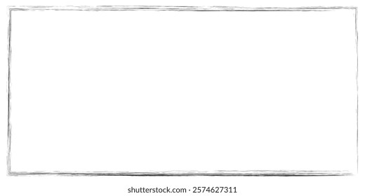 Hand drawn doodle grunge square highlights. Charcoal pen rectangle borders. Ink empty black boxes set. Rectangle borders collections. Rubber square stamp imprint. Vector illustration.