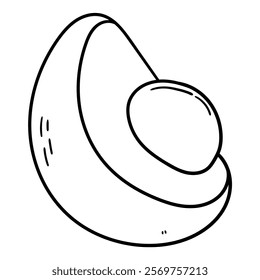 Hand drawn doodle half avocado isolated on white background. Vector illustration.