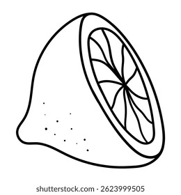 Dibujado a mano garabato medio limón aislado sobre fondo blanco. Ilustración vectorial.