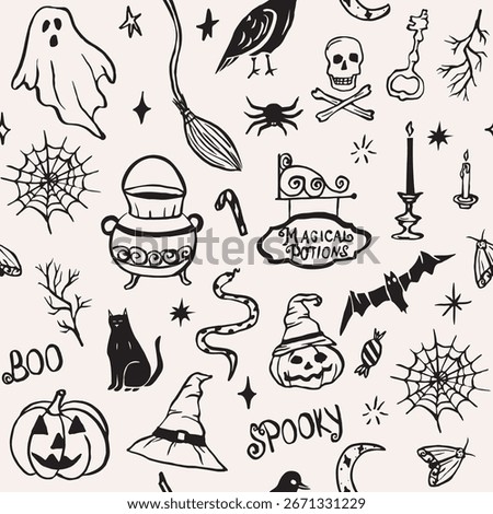 Hand drawn doodle Halloween background