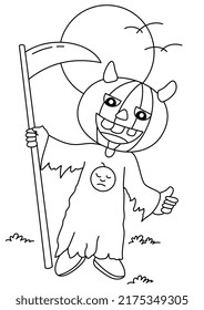 hand drawn doodle halloween for coloring page or book