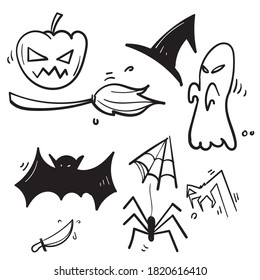 hand drawn doodle halloween icon symbol illustration with cartoon style