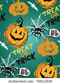 Hand drawn doodle halloween pattern
