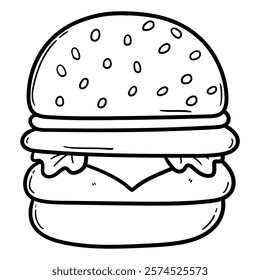 Hand drawn doodle hamburger isolated on white background. Vector illustration.