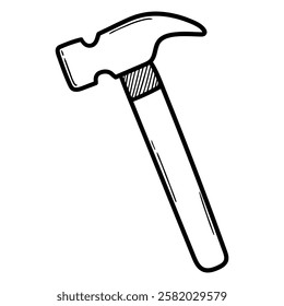 Hand drawn doodle hammer isolated on white background. Vector illustration.