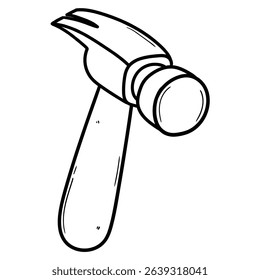 Hand drawn doodle hammer isolated on white background. Vector illustration.