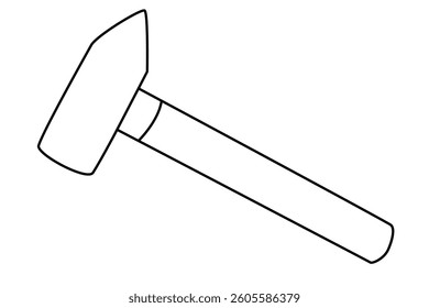 Hand drawn doodle hammer, vector illustration, black outline. Great for construction projects, DIY repairs, woodworking, and metalworking tasks